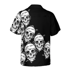 Skull In Barbed Wire Gothic Hawaiian Shirt, Black Skull Goth Hawaiian Shirt - Hyperfavor