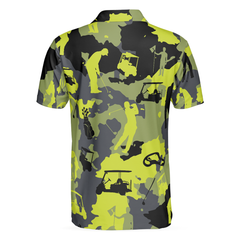 Green And Grey Camouflage Golf Polo Shirt, Military Streetwear Polo Shirt, Camo Golf Shirt For Men - Hyperfavor