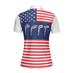 Lady Squad America Flag Golf Shirt, Short Sleeve Women Polo Shirt - Hyperfavor