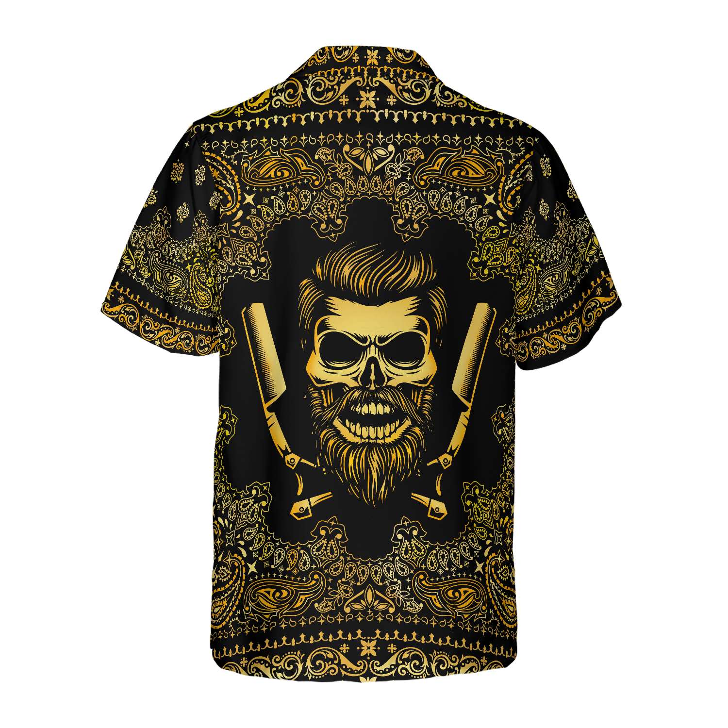 Barber Bandana Style Gold Hawaiian Shirt - Hyperfavor