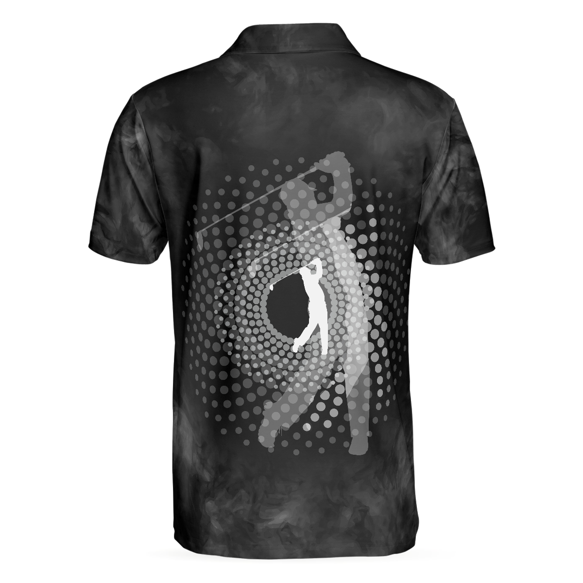 Classic Golf Ball On Smoke Background Polo Shirt, Geometric Circle Dot Graphic Polo Shirt, Best Golf Shirt For Men - Hyperfavor