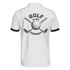 Golf Is My Therapy Golf Polo Shirt, Black And White Golf Love Polo Shirt, Best Golf Shirt For Men - Hyperfavor