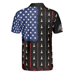 American Flag Golf Clubs Short Sleeve Polo Shirt, Golfaholic Polo Shirt, Patriotic Golf Shirt For Men - Hyperfavor