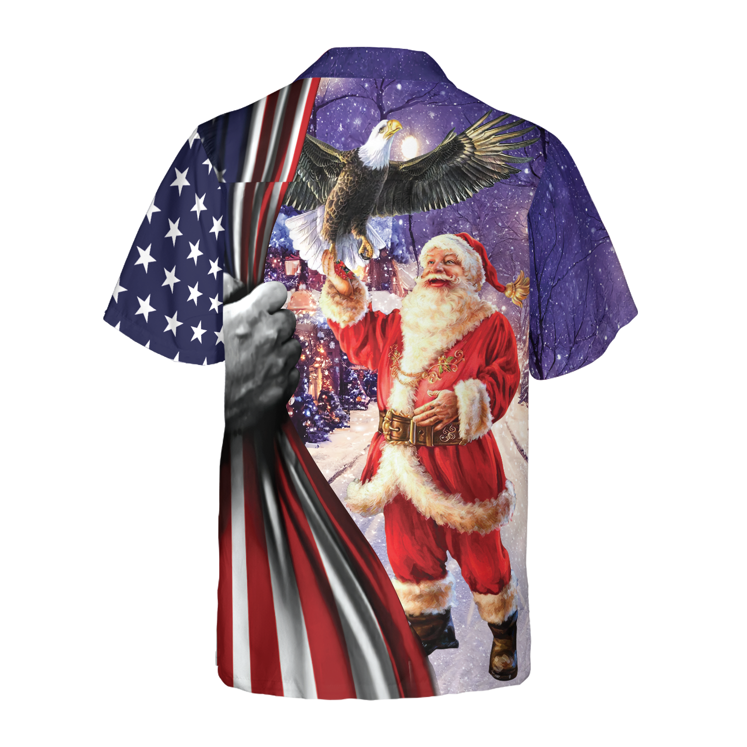 Hyperfavor Christmas Hawaiian Shirts, Santa With Eagle Shirt Short Sleeve, Christmas Shirt Idea Gift For Men And Women - Hyperfavor