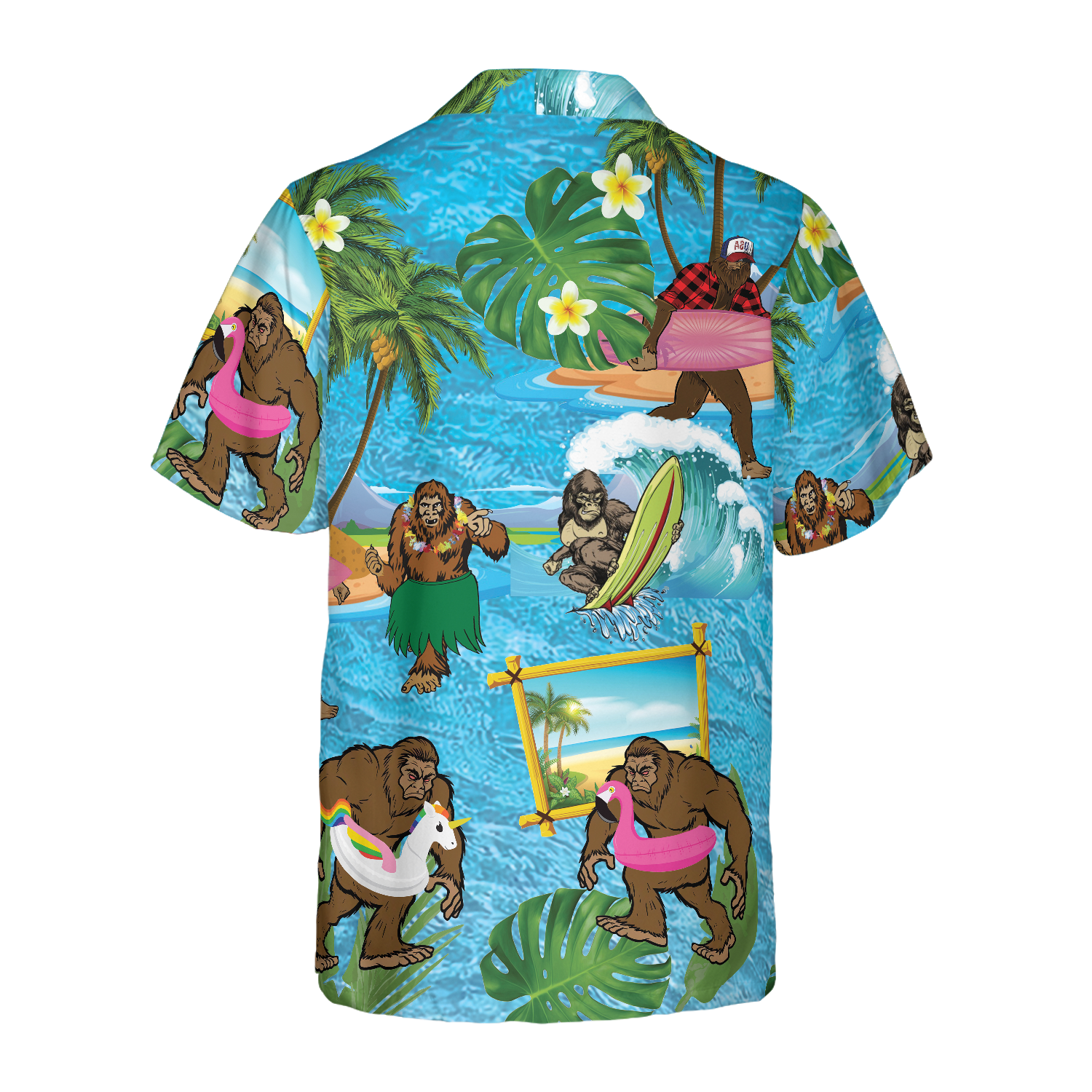 Bigfoot On The Beach Bigfoot Hawaiian Shirt, Tropical Aloha Wave Surfing Bigfoot Shirt For Men - Hyperfavor