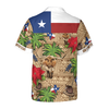 Brown Tribal Pattern Texas Hawaiian Shirt White Neck Version, Don't Mess With Texas Armadillo and Longhorn Texas State Shirt For Men - Hyperfavor