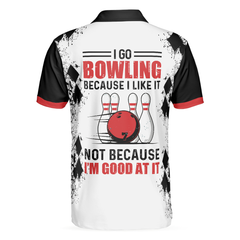 I Go Bowling Because I Like It Men Polo Shirt, Black Argyle Pattern Shirt Design, Best Polo Style Bowling Shirt - Hyperfavor