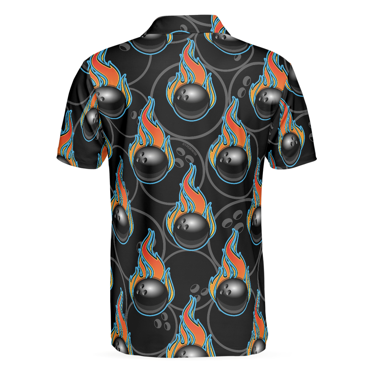 Bowling In Fire Seamless Pattern Short Sleeve Polo Shirt, Bowling Ball Polo Shirt, Best Bowling Shirt For Men - Hyperfavor