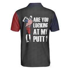 Are You Looking At My Putt Argyle USA Flag Polo Shirt - Hyperfavor