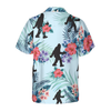 Bigfoot Bluebonnet Bigfoot Hawaiian Shirt, Arctic Blue Texas Floral And Leaves Bigfoot Shirt For Men - Hyperfavor