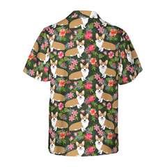 Corgi Tropical Flower Hawaiian Shirt - Hyperfavor