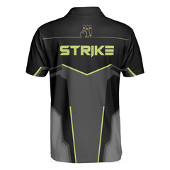 Strike Black And Golden Pattern Bowling Short Sleeve Polo Shirt, Digital Polo Shirt, Best Bowling Shirt For Men - Hyperfavor