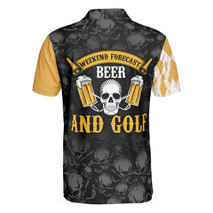 Weekend Forecast Beer And Golf With Skeleton Polo Shirt - Hyperfavor