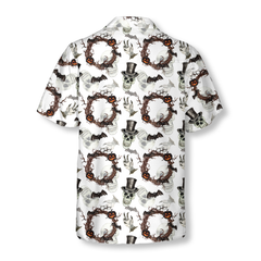 Festive Halloween Gentleman Skull Hawaiian Shirt - Hyperfavor