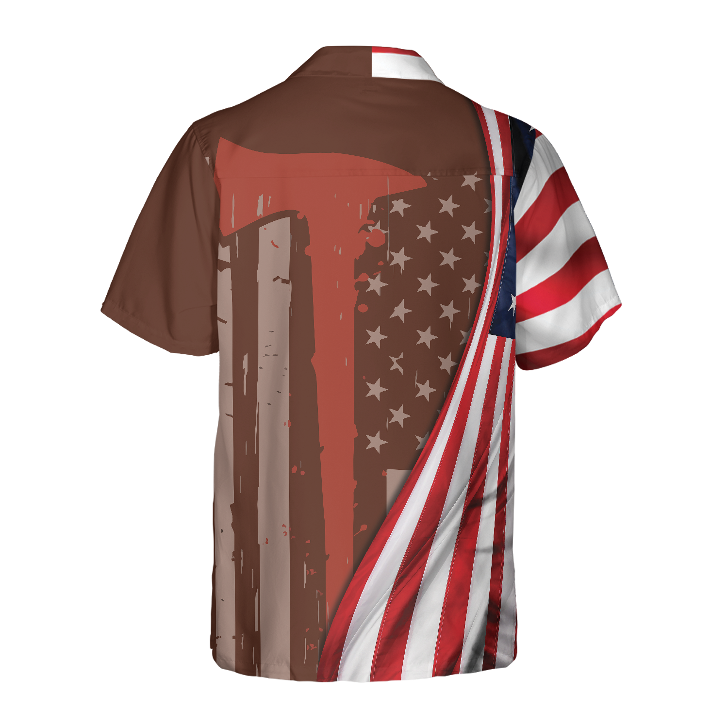 Never Forget Retired Firefighter American Flag Hawaiian Shirt, Red Axe And Logo Proud Firefighter Shirt For Men - Hyperfavor