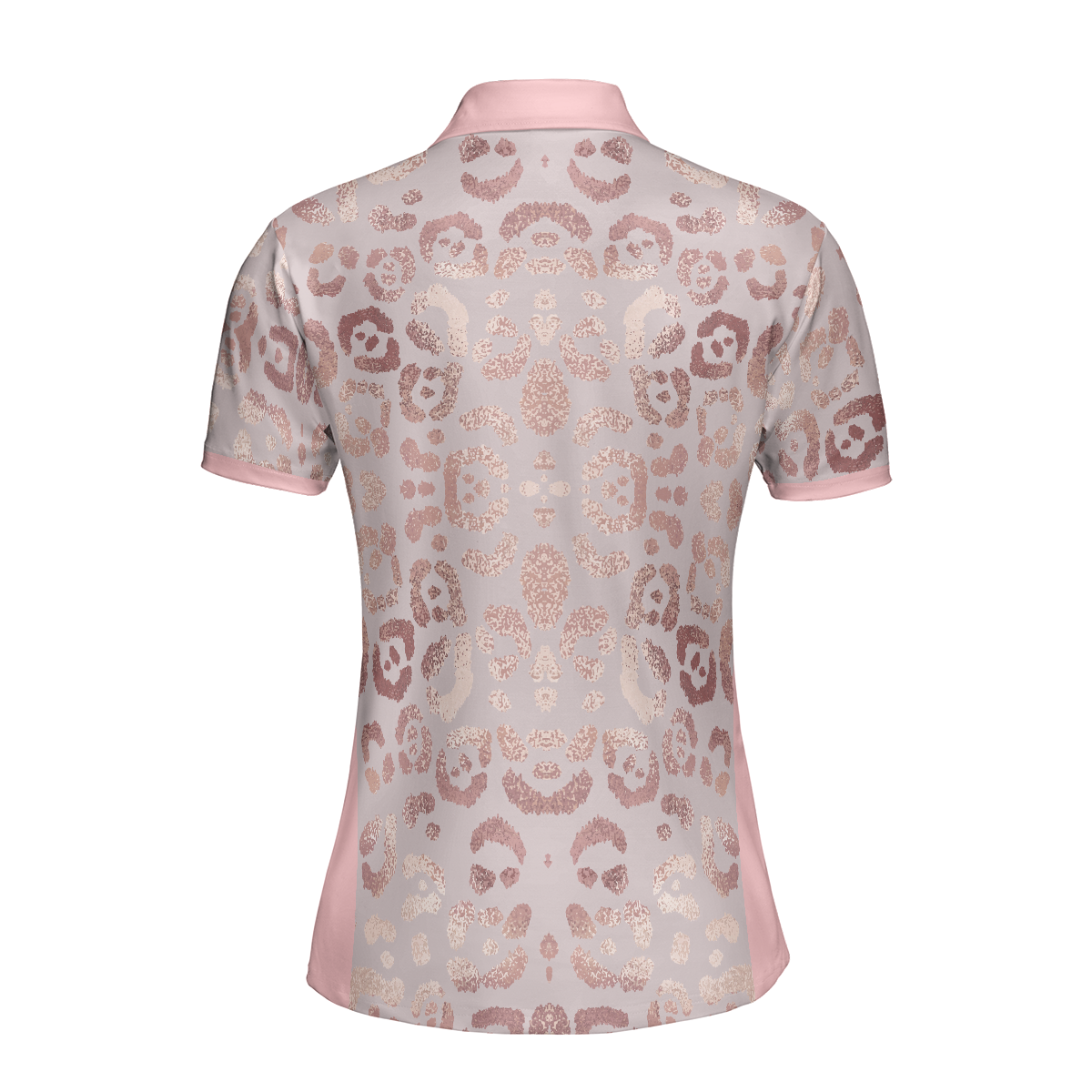 Rose Gold Leopard Print V2 Short Sleeve Women Polo Shirt - Hyperfavor