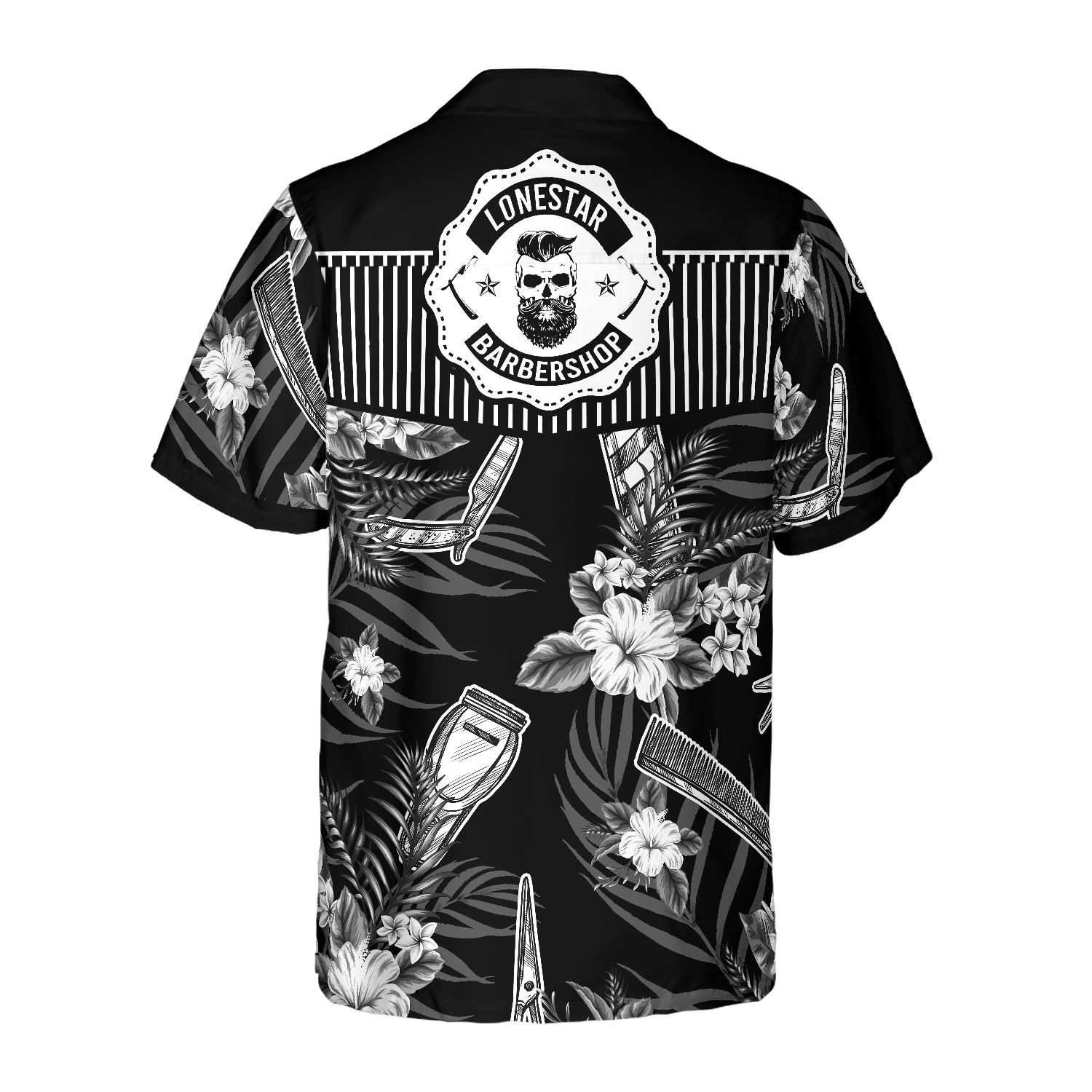 Personalized Name Barber Black Version Custom Custom Hawaiian Shirt - Hyperfavor