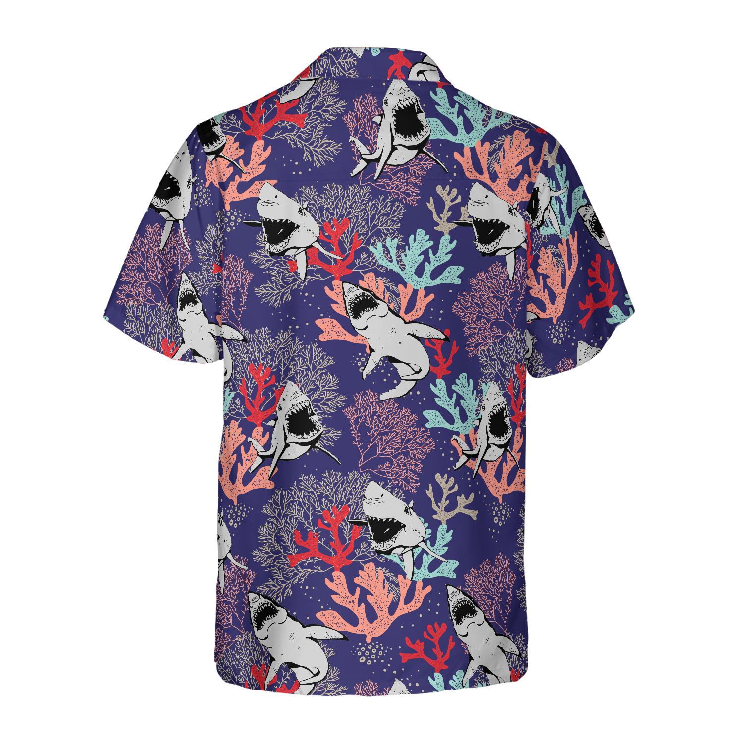 Blue Ocean Coral Sharks Hawaiian Shirt - Hyperfavor