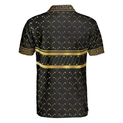 I Need My Daily Dose Of Iron Black & Gold Polo Shirt, Luxury Golden Greek Golf Shirt For Men - Hyperfavor