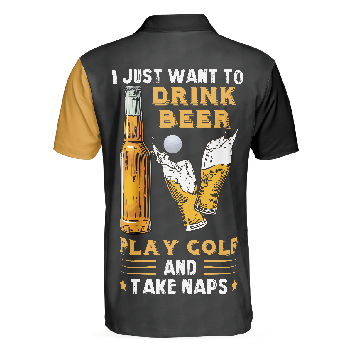 I Just Want To Drink Beer Play Golf And Take Naps Polo Shirt, Yellow Argyle Pattern Golfing Shirt For Male Players - Hyperfavor