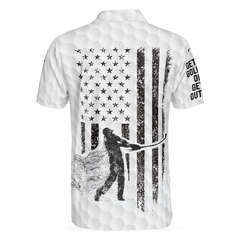 Get Golf Or Get Out, American Golfer Polo Shirt, German Black And White American Flag Golf Shirt For Men - Hyperfavor