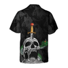 Skull & Snake Gothic Hawaiian Shirt, Dark Sword Melted Black Skull Hawaiian Shirt - Hyperfavor