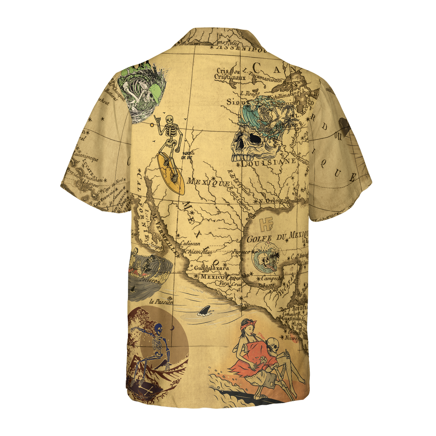 Skeleton Surfing Hawaiian Shirt - Hyperfavor