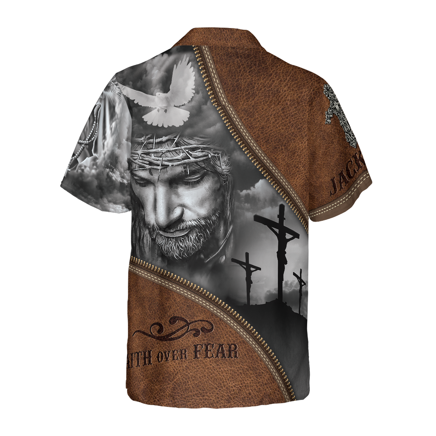 Personalized Name Christian Faith Over Fear Custom Hawaiian Shirt - Hyperfavor