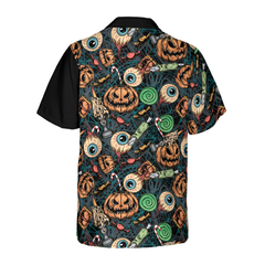 Vintage Halloween Scary Pumpkin Hawaiian Shirt - Hyperfavor