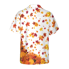 Thanksgiving Pumpkins And Autumn Leaves Hawaiian Shirt - Hyperfavor