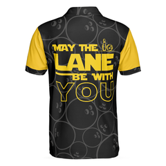 May The Lane Be With You Polo Shirt, Black And Yellow Bowling Ball Pattern Shirt, Funny Sayings Shirt - Hyperfavor