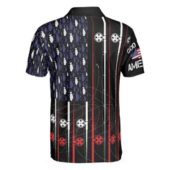 Patriotic God Bass America Flag Fishing Polo Shirt, Cool USA Flag Fishing Shirt For Men - Hyperfavor