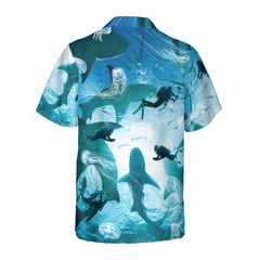 Scuba Diving With Sharks Hawaiian Shirt - Hyperfavor