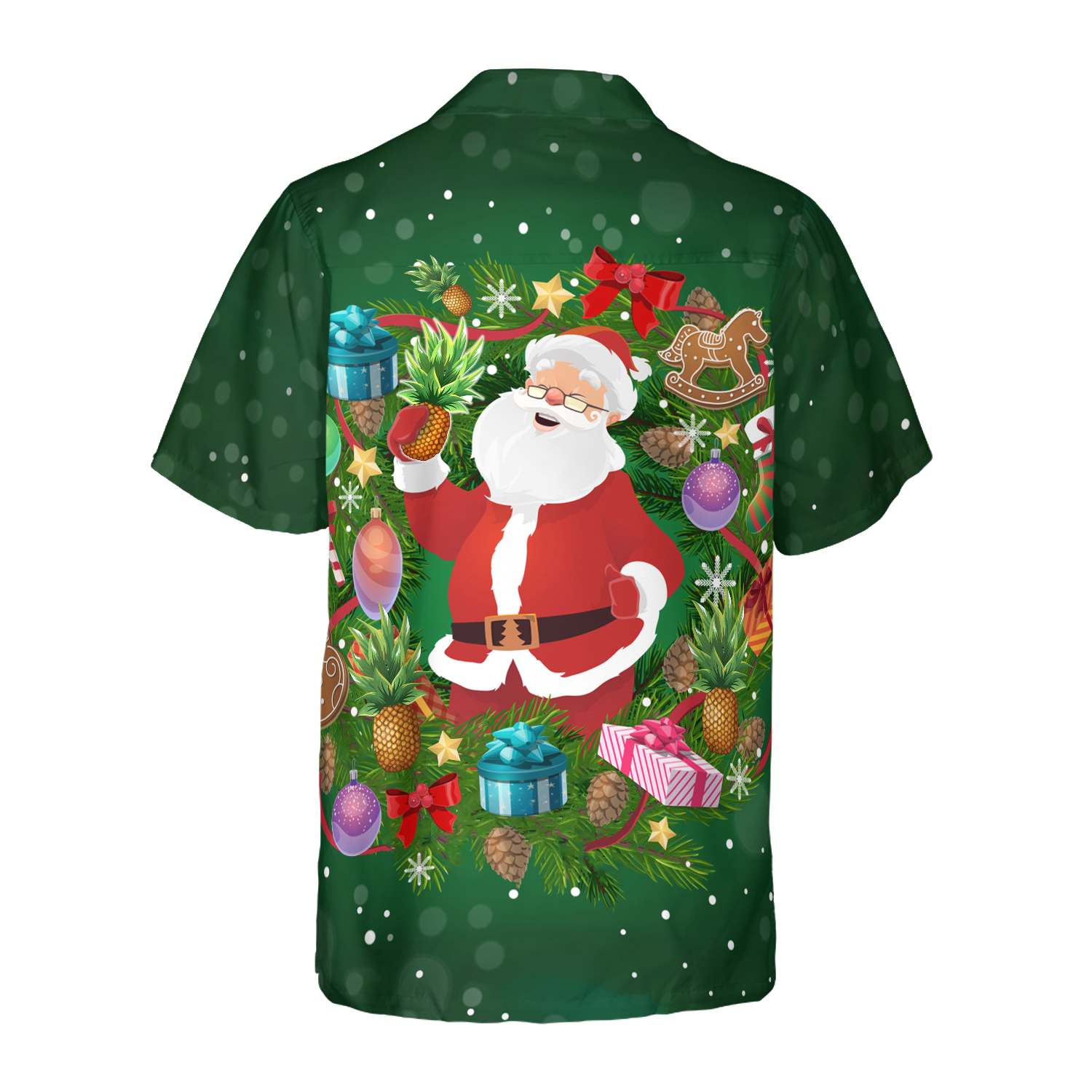 Pineapple Santa Wreath Hawaiian Shirt - Hyperfavor