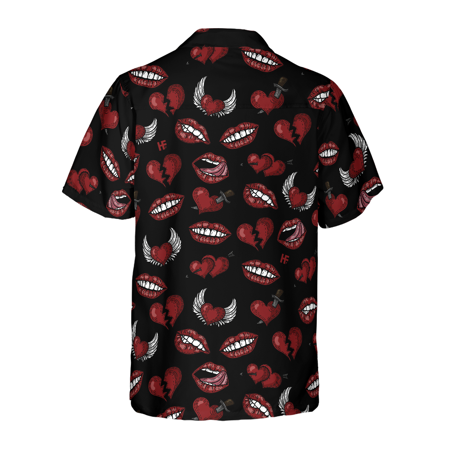 Black Valentine Seamless Pattern Hawaiian Shirt - Hyperfavor