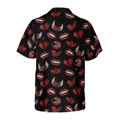 Black Valentine Seamless Pattern Hawaiian Shirt - Hyperfavor