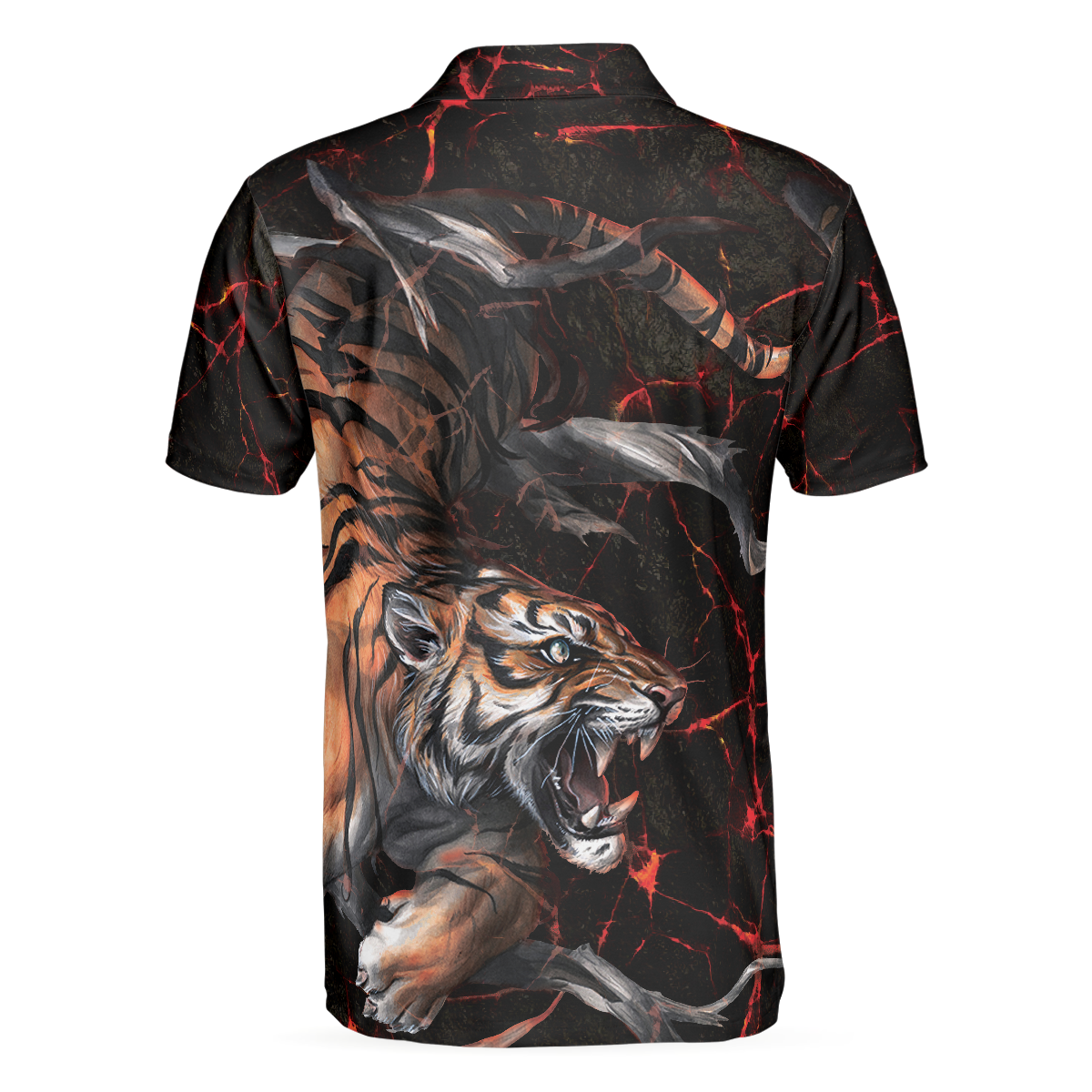 Tiger In The Dark Polo Shirt, Cool Tiger Polo Shirt For Men, Short Sleeve Tiger Shirt Gift Idea - Hyperfavor