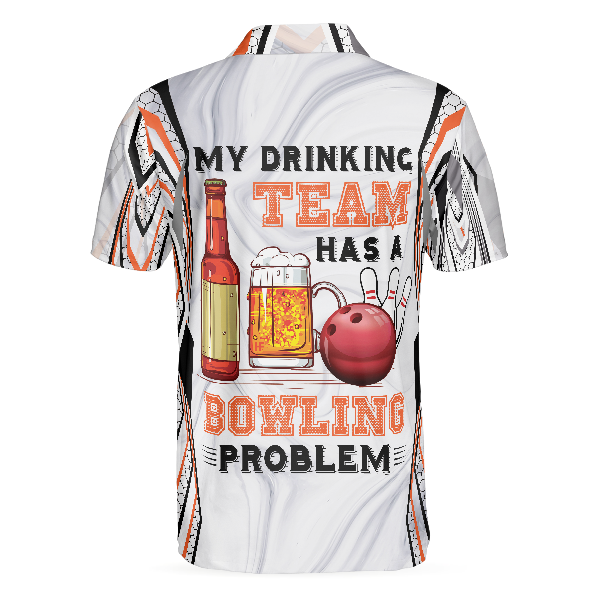 My Drinking Team Has A Bowling Problem Polo Shirt, Skeleton Bowling Player Polo Shirt, Funny Bowling Shirt For Men - Hyperfavor