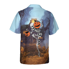 Skeleton Knows How To Dance Halloween Hawaiian Shirt, Spooky Pumpkin Shirt - Hyperfavor