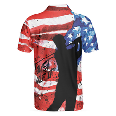 American Golfer Just Golf It Short Sleeve Golf Polo Shirt, Wet Paint American Flag Polo Shirt, Patriotic Golf Shirt For Men - Hyperfavor