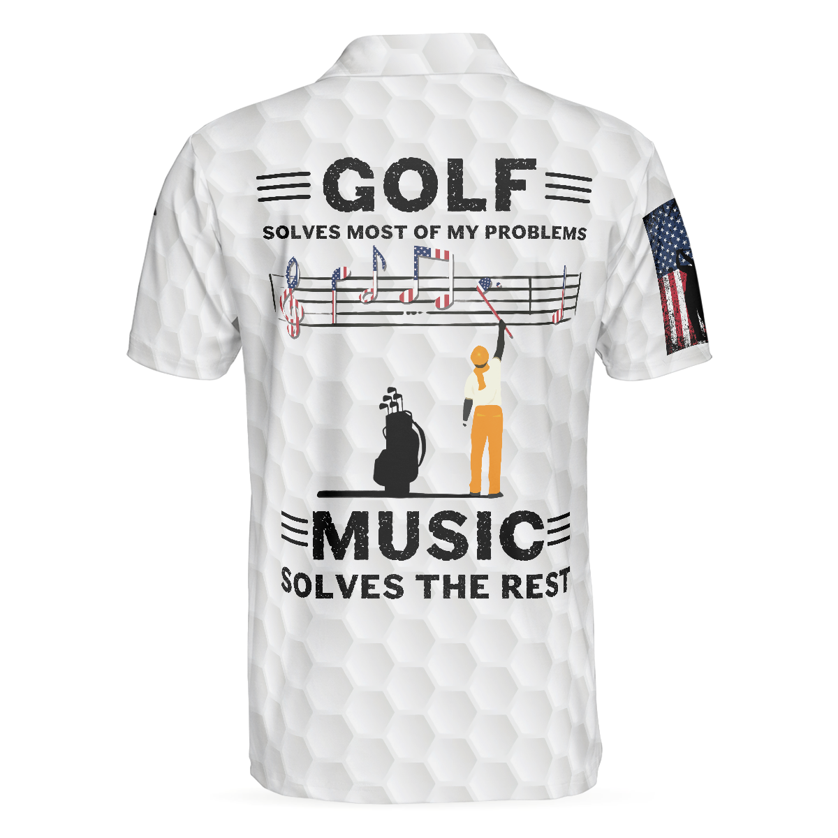 Golf Solves Most Of My Problems Polo Shirt, American Flag Polo Shirt, Golf Shirt For Music Lovers - Hyperfavor