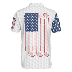 American Flag Ripped Golf Polo Shirt, Simple American Golf Shirt Design, Best Golf Gift Idea For American Golfers - Hyperfavor