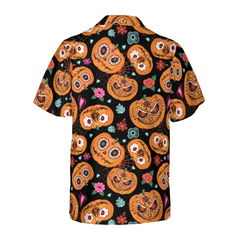 Pumpkin Flower Halloween Theme Hawaiian Shirt - Hyperfavor