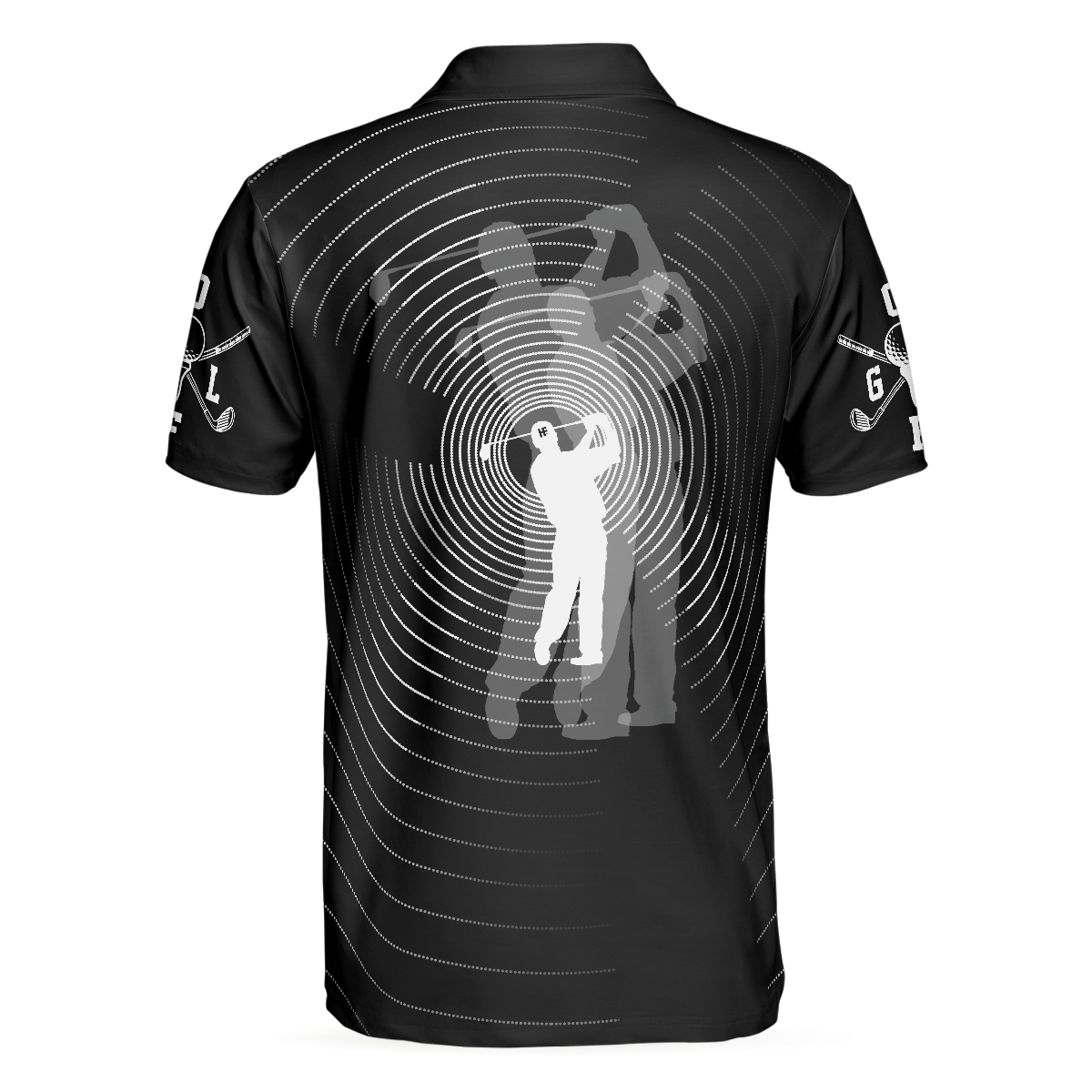 3D Effect Gold Ball And Golfer All Over Print Polo Shirt For Men, Best Golf Shirt For Men - Hyperfavor