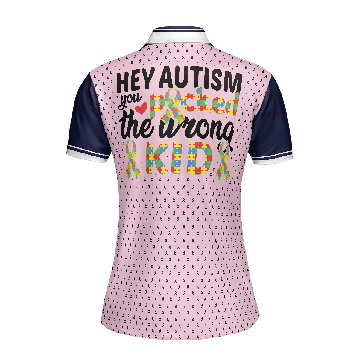 Autism Picked The Wrong Kid Autism Awareness Short Sleeve Women Polo Shirt, Autism Awareness Polo Shirt, Cool Autism Support Gift - Hyperfavor