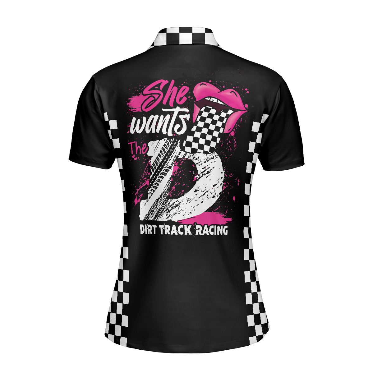 She Wants The D Dirt Track Racing Short Sleeve Women Polo Shirt, Adult Humor Dirt Track Racing Shirt For Ladies - Hyperfavor