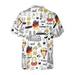 I Love Germany Doodle Hawaiian Shirt - Hyperfavor