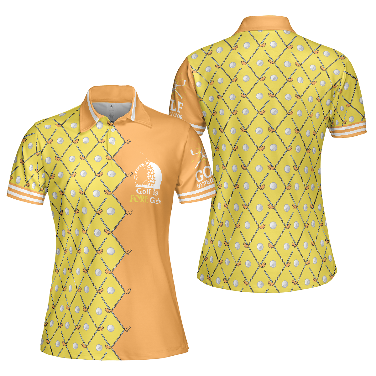 Golf Is Fore Girls Short Sleeve Women Polo Shirt, Yellow Argyle Pattern Golf Polo Shirt, Cool Golf Gift For Women - Hyperfavor