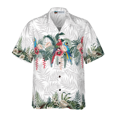 Vintage Botanical Lotus And Macaw Parrot Hawaiian Shirt - Hyperfavor