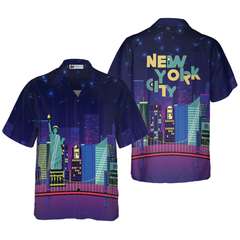 New York City By Night Hawaiian Shirt - Hyperfavor